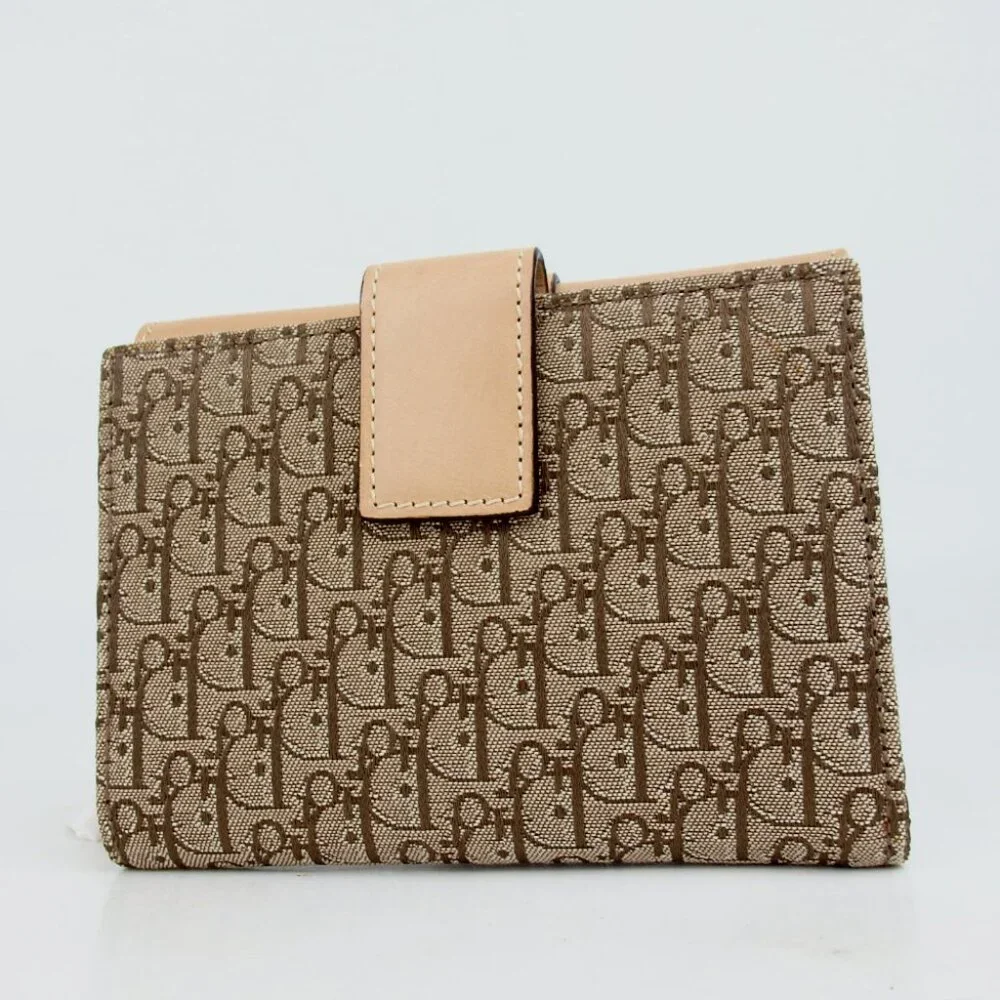 Authentic Christian Dior 02LU 1023 Trotter wallet Nylon jacquard/leather [Used]